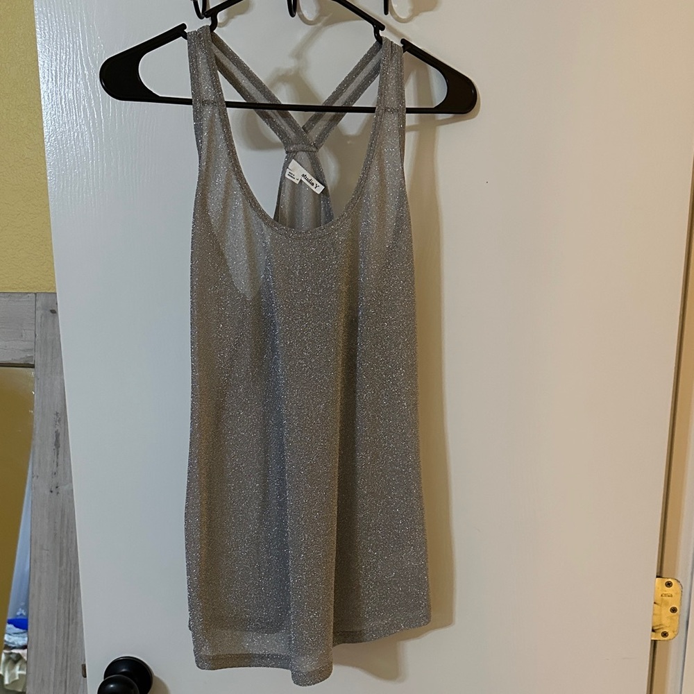 Studio Y Shimmering Silver Tank Top